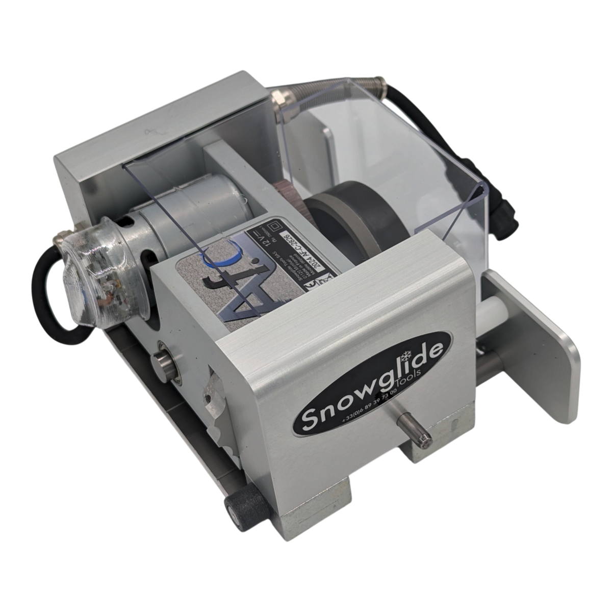 skidvalla.se Snowglide AF-C electric ski edge sharpener with CNC-machined aluminum body and clear protective cover