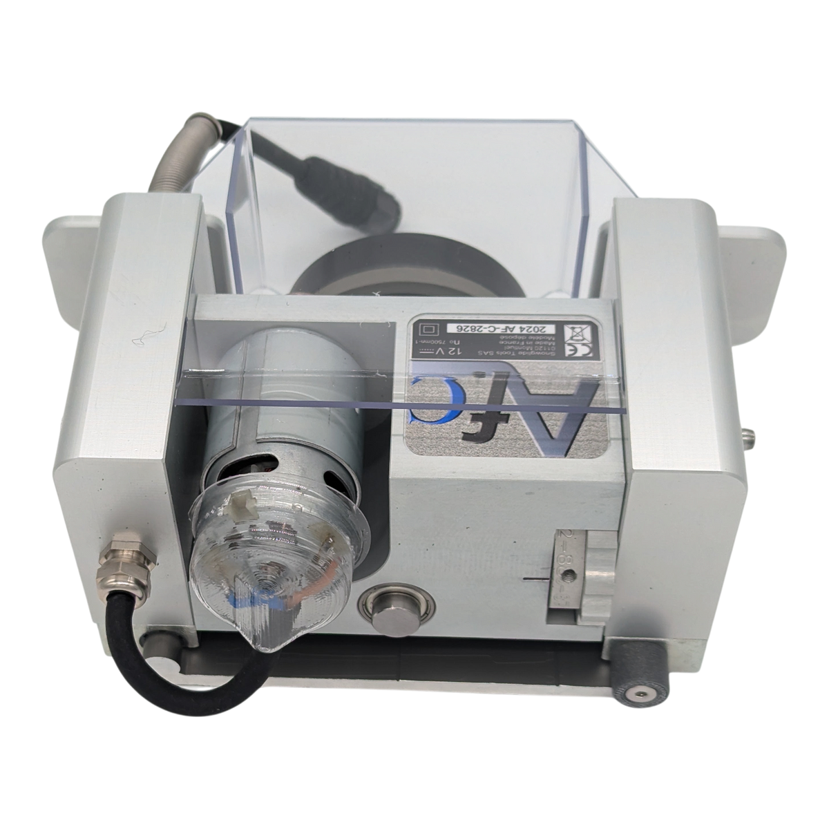skidvalla.se Snowglide AF-C electric ski edge sharpener with CNC-machined aluminum housing and clear protective cover