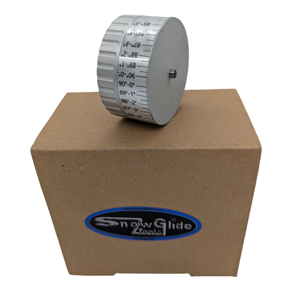 skidvalla.se Snowglide AM-L aluminum side edge angle gauge tool for skis and snowboards on a cardboard box