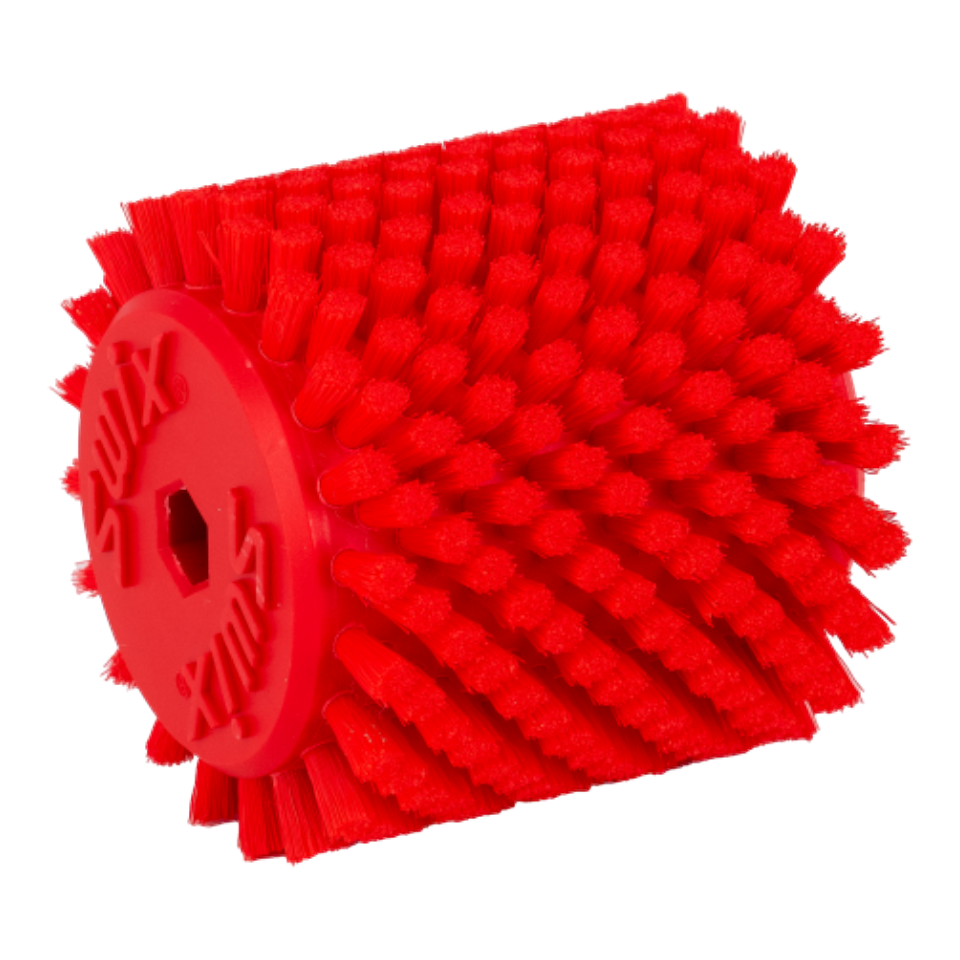 skidvalla.se Swix 70mm soft red nylon rotobrush for cross-country ski base polishing and glide finishing