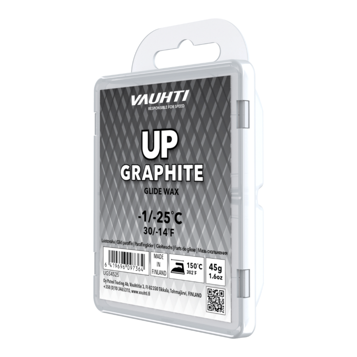 skidvalla.se Vauhti UP Graphite glidvalla för längdskidor i förpackning för temperaturer mellan -1 och -25 grader
