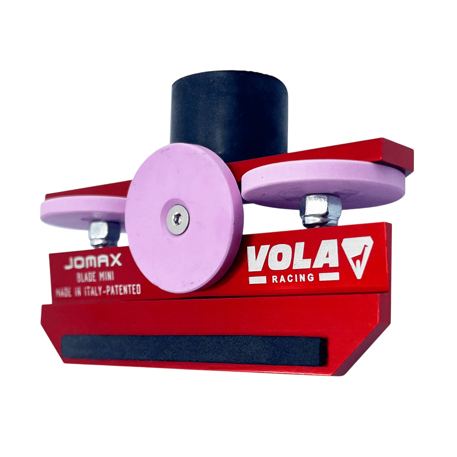 skidvalla.se Vola Mini Blade Ceramic ski edge sharpener with red metal frame and pink ceramic polishing wheels