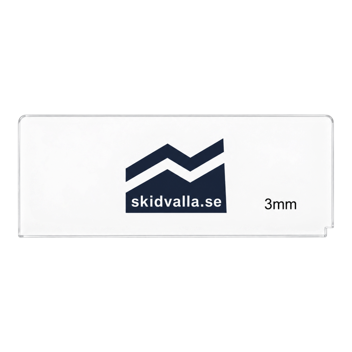 Genomskinlig plexisickel på 3 mm från skidvalla.se för effektiv borttagning av glidvalla på skidor och snowboard.