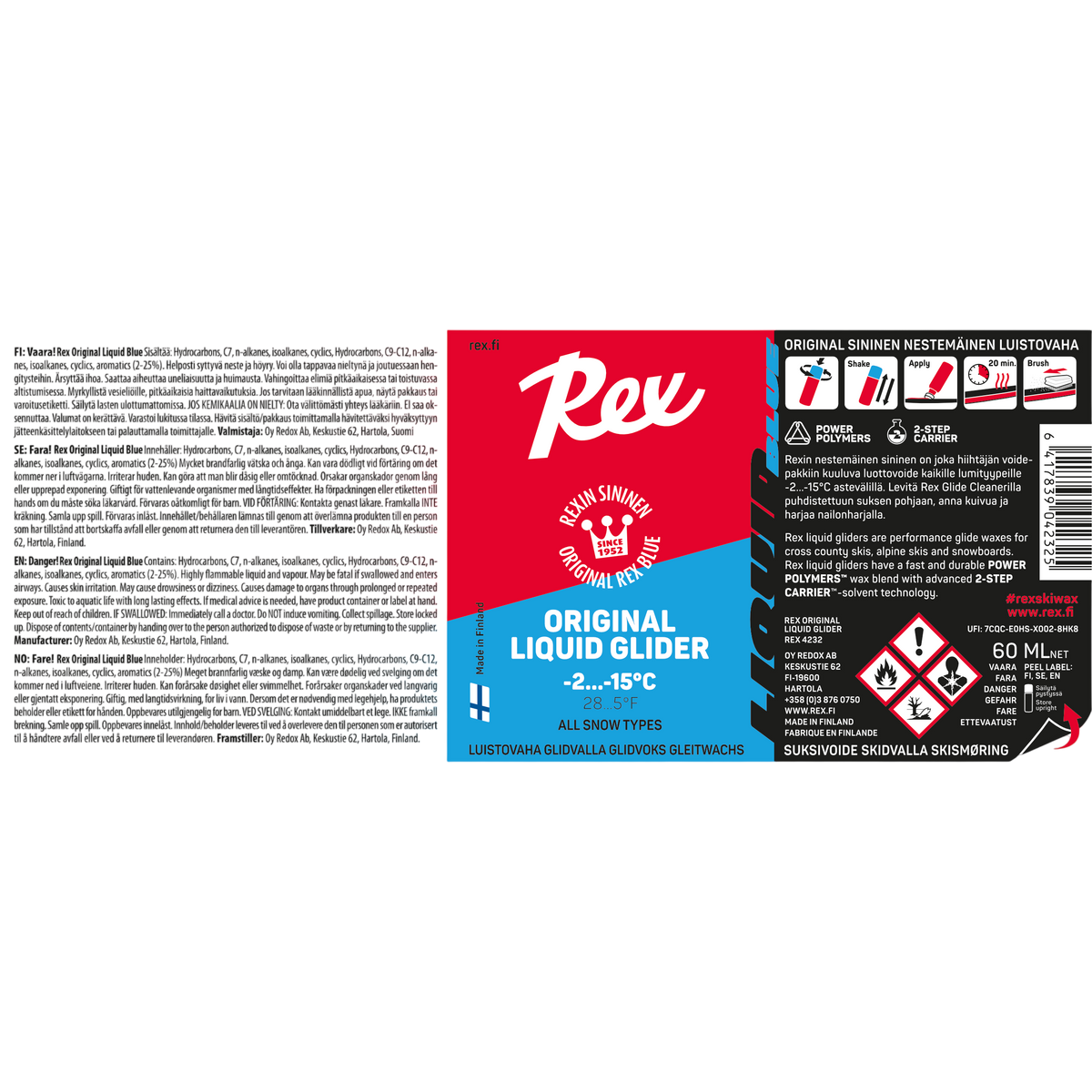 Rex Original Blue flytande glidvalla med svamp 60 ml