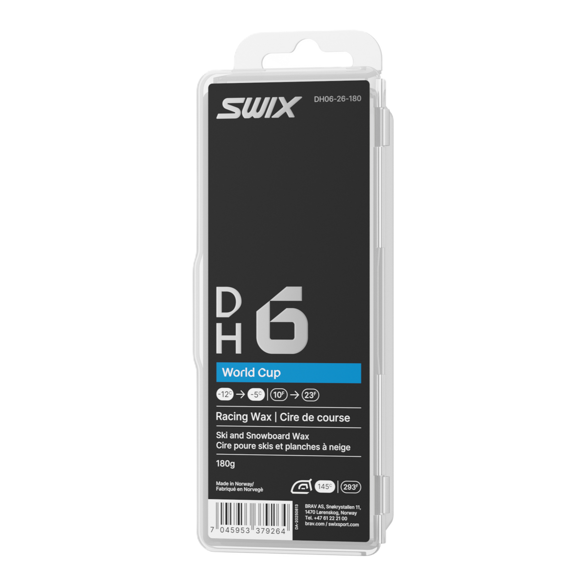 skidvalla.se Swix DH6 World Cup racing ski wax for cold conditions in a 180g plastic container
