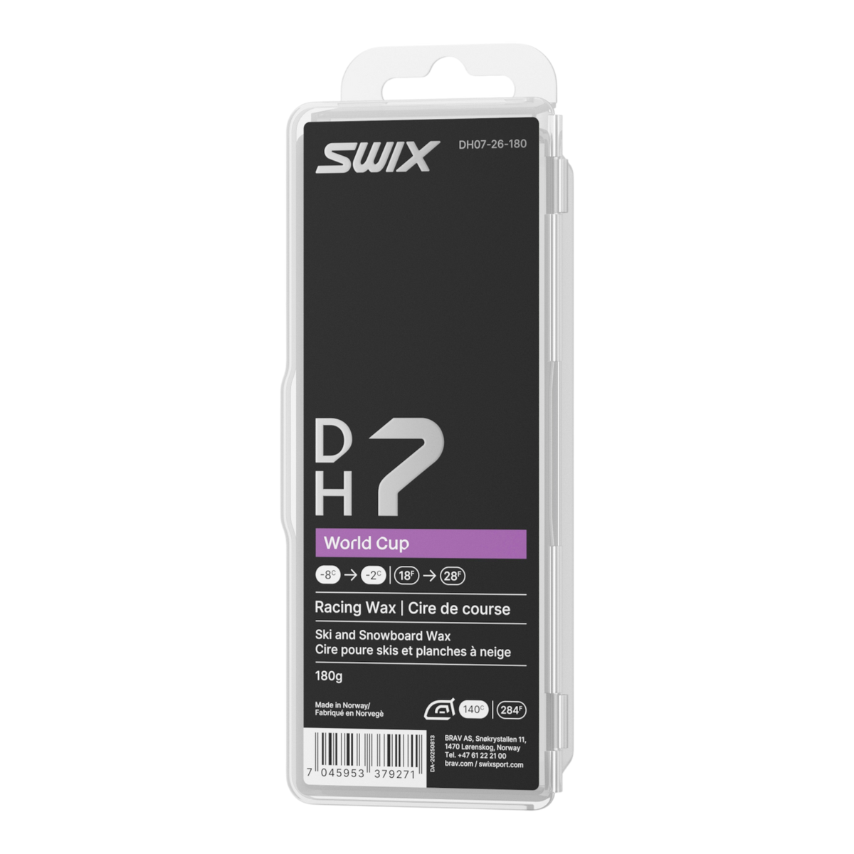 skidvalla.se Swix DH7 World Cup racing ski wax in 180g packaging for cold and humid conditions