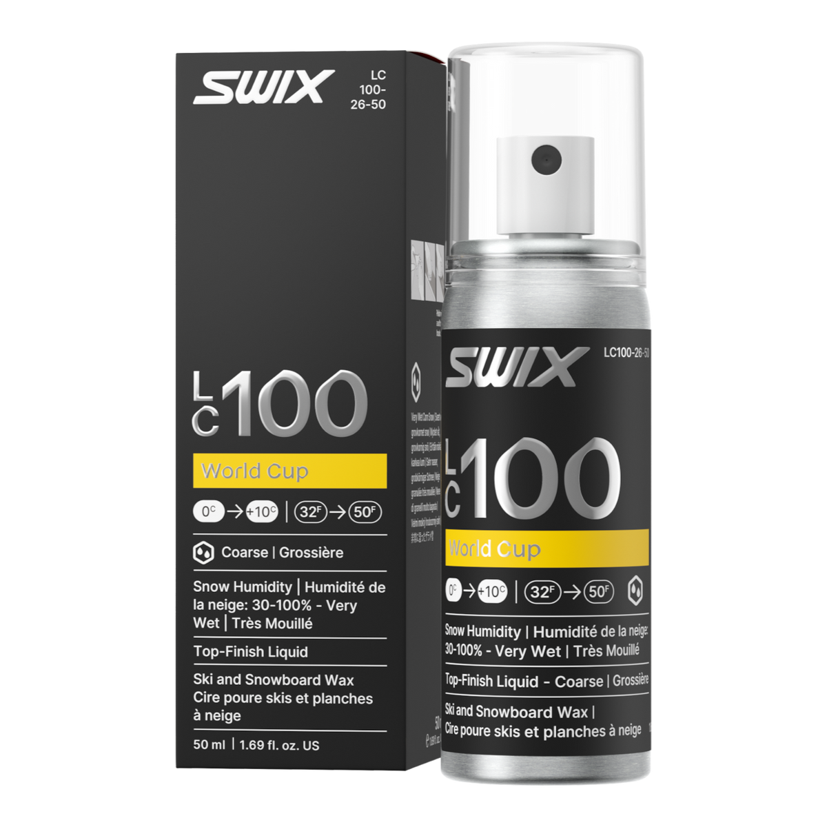 skidvalla.se Swix LC100 World Cup liquid ski wax spray for coarse wet snow in a 50ml bottle