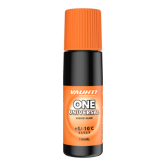skidvalla.se Vauhti ONE Universal flytande glidvalla i svart flaska med orange kork för längd- och alpinskidor