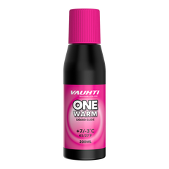 skidvalla.se Vauhti ONE Warm flytande glidvalla i svart flaska med rosa kork för varm och fuktig snö