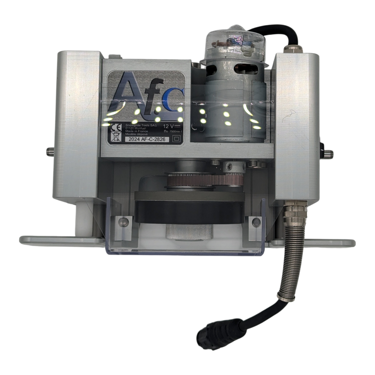skidvalla.se Snowglide AF-C electric ski edge sharpener with CNC-machined aluminum housing and CBN grinding stone