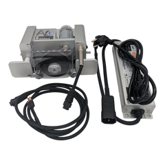 skidvalla.se Snowglide AF-C electric ski edge sharpener with CNC-machined aluminum housing and power adapter