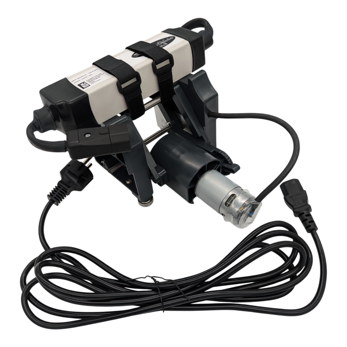 skidvalla.se Snowglide Rhombus electric ski edge sharpener with CBN grinding stone, power adapter, and carry case.