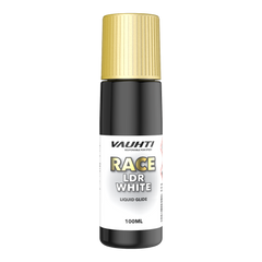 skidvalla.se Vauhti Race LDR White flytande grundvalla i 100 ml flaska med guldfärgat skruvlock för skidor