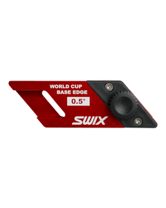 skidvalla.se Swix World Cup base edge file guide in red anodized aluminum for precise alpine ski edge tuning