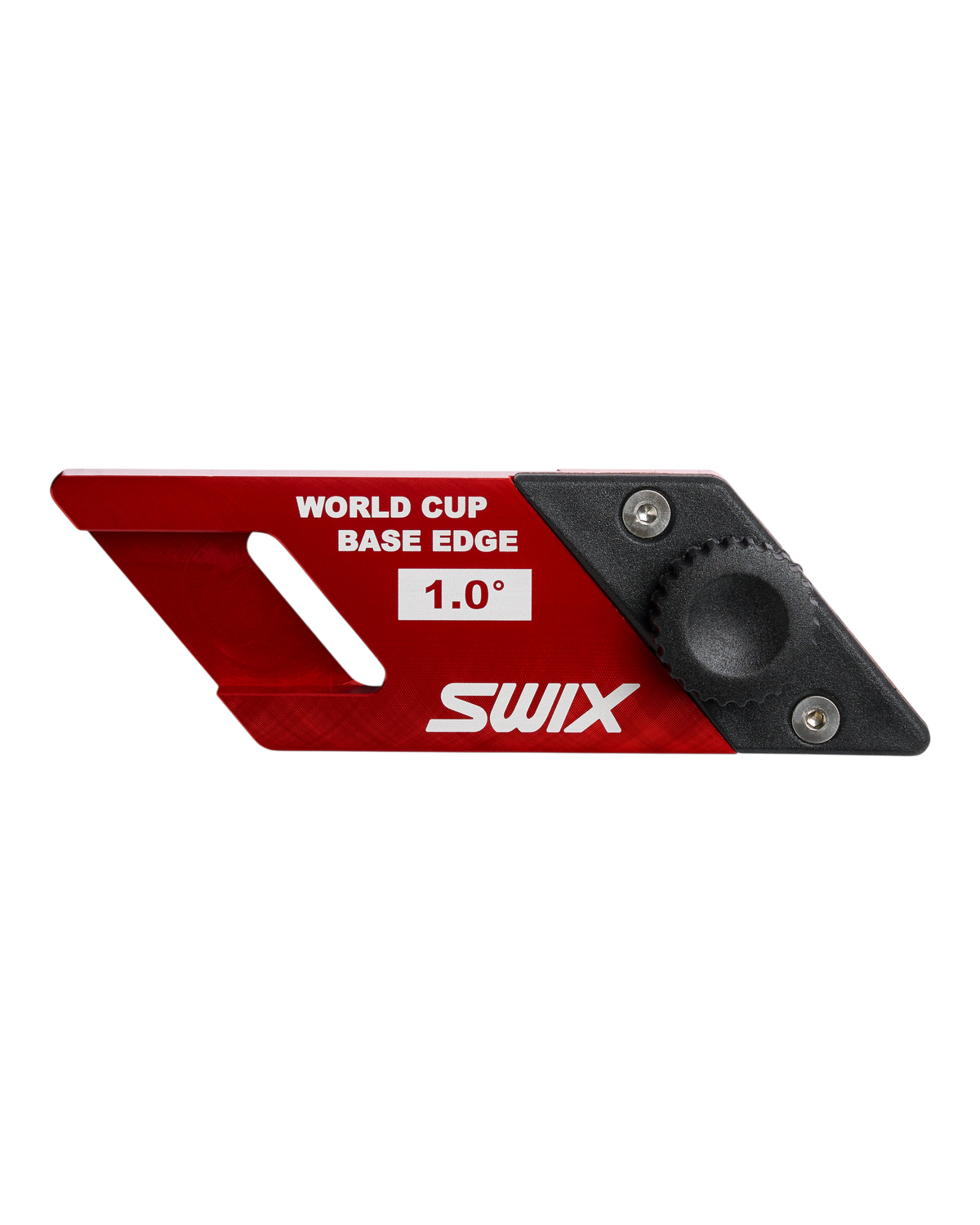 skidvalla.se Swix World Cup base edge file guide in red anodized aluminum for precise alpine ski edge tuning