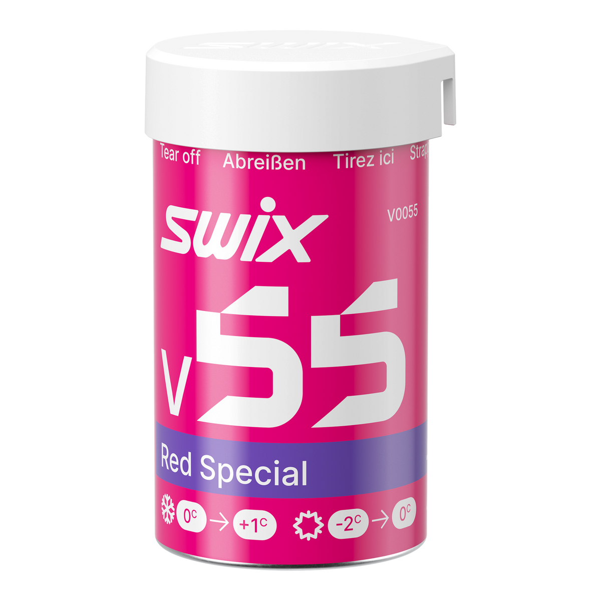 skidvalla.se Swix V55 Röd Special burkvalla för klassisk längdskidåkning i temperaturer mellan +1 och -2 grader.