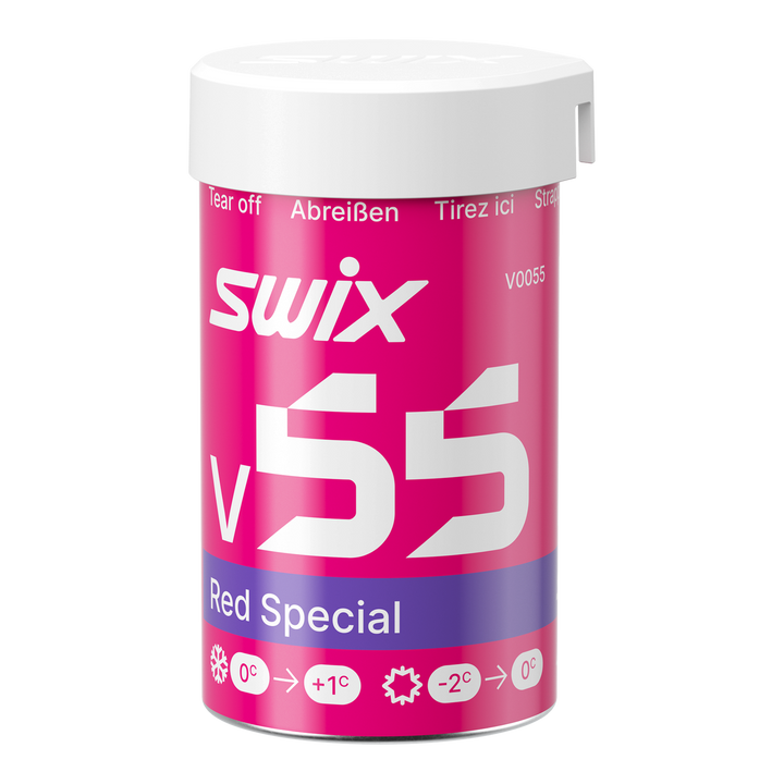 skidvalla.se Swix V55 Röd Special burkvalla för klassisk längdskidåkning i temperaturer mellan +1 och -2 grader.