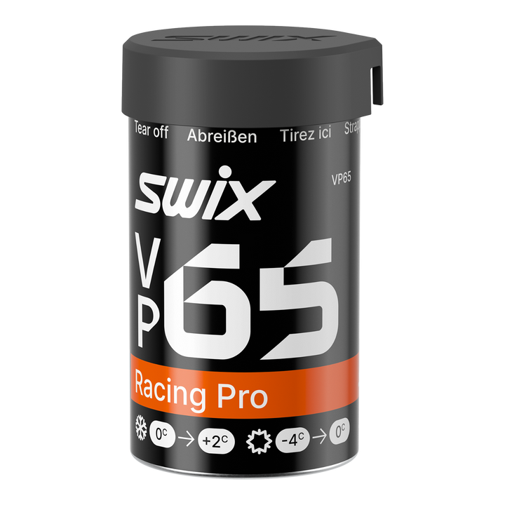 skidvalla.se Swix VP65 Racing Pro kick wax for cross-country skiing in black and red packaging