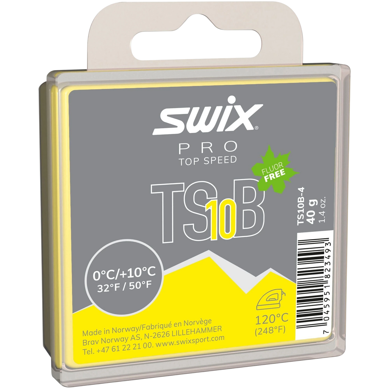 skidvalla.se Swix Pro TS10 Black fluor-free ski wax for warm, dirty, and transformed snow conditions in a 40g block.