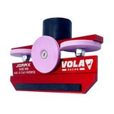skidvalla.se Vola Mini Blade Ceramic ski edge sharpener with red metal frame and pink ceramic polishing wheels