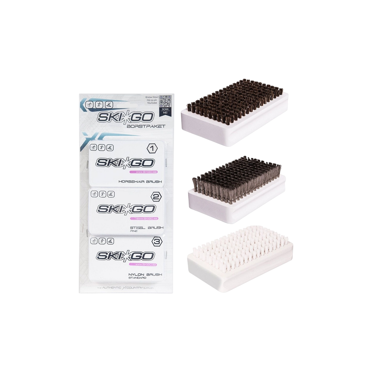 Skigo - Skigo Borstpaket 3st nylon/tagel/stål - 68289 - Skidvalla.se