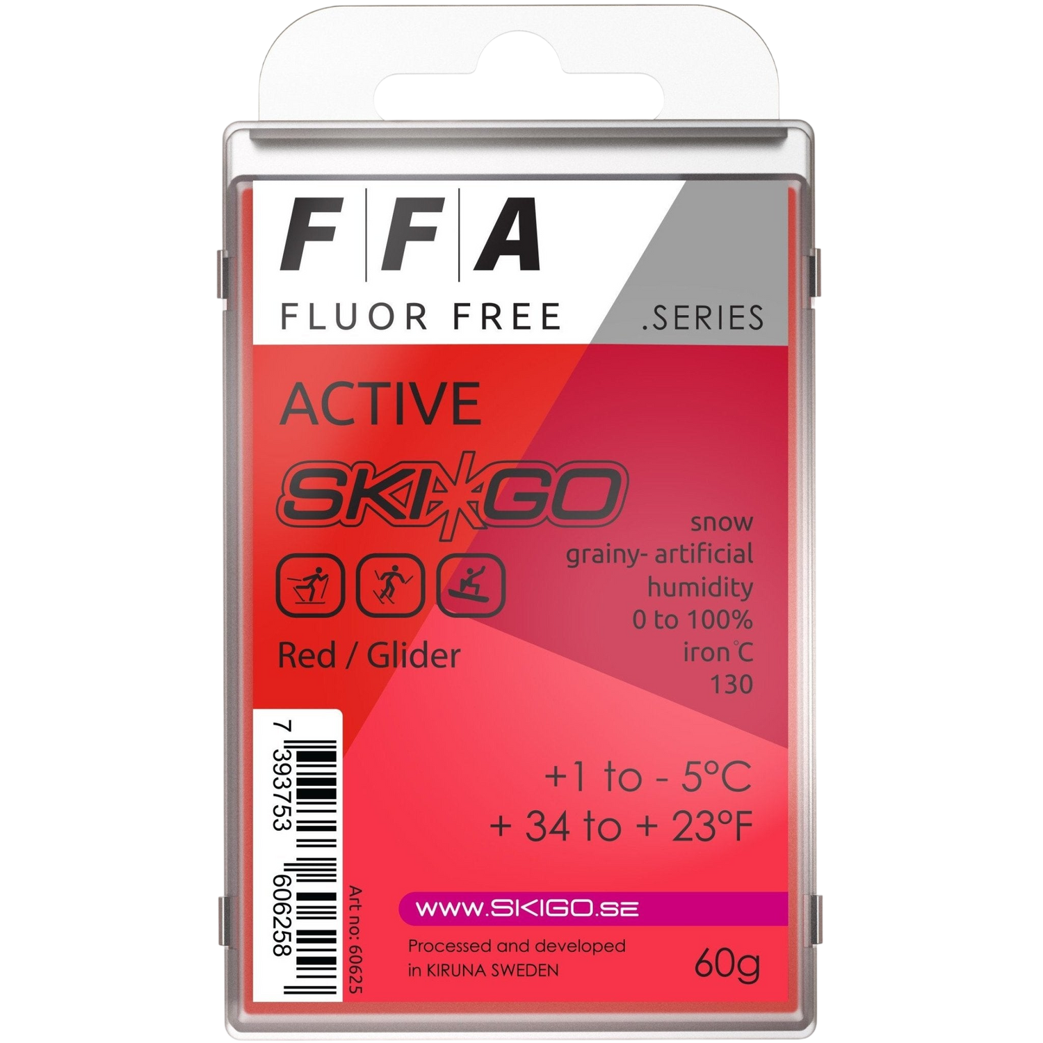 SkiGo - SkiGo FFA Active Red 60g +1 / -5 - 60625 - Skidvalla.se