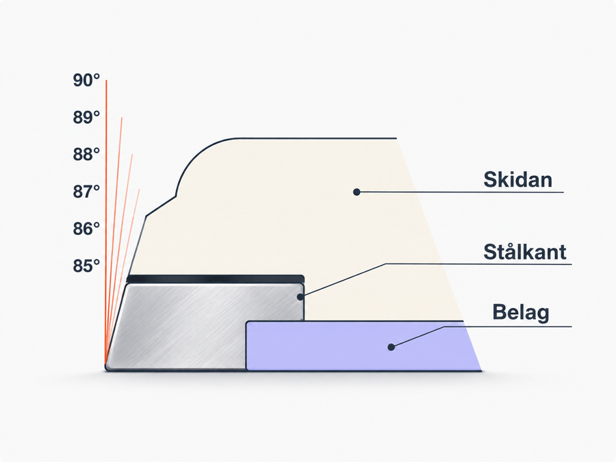 Illustration av sidokantsvinkel på en alpinskida