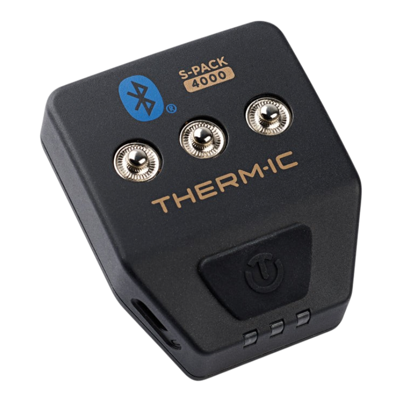 Närbild av Therm-ic S-Pack 4000 B med Bluetooth och värmereglage